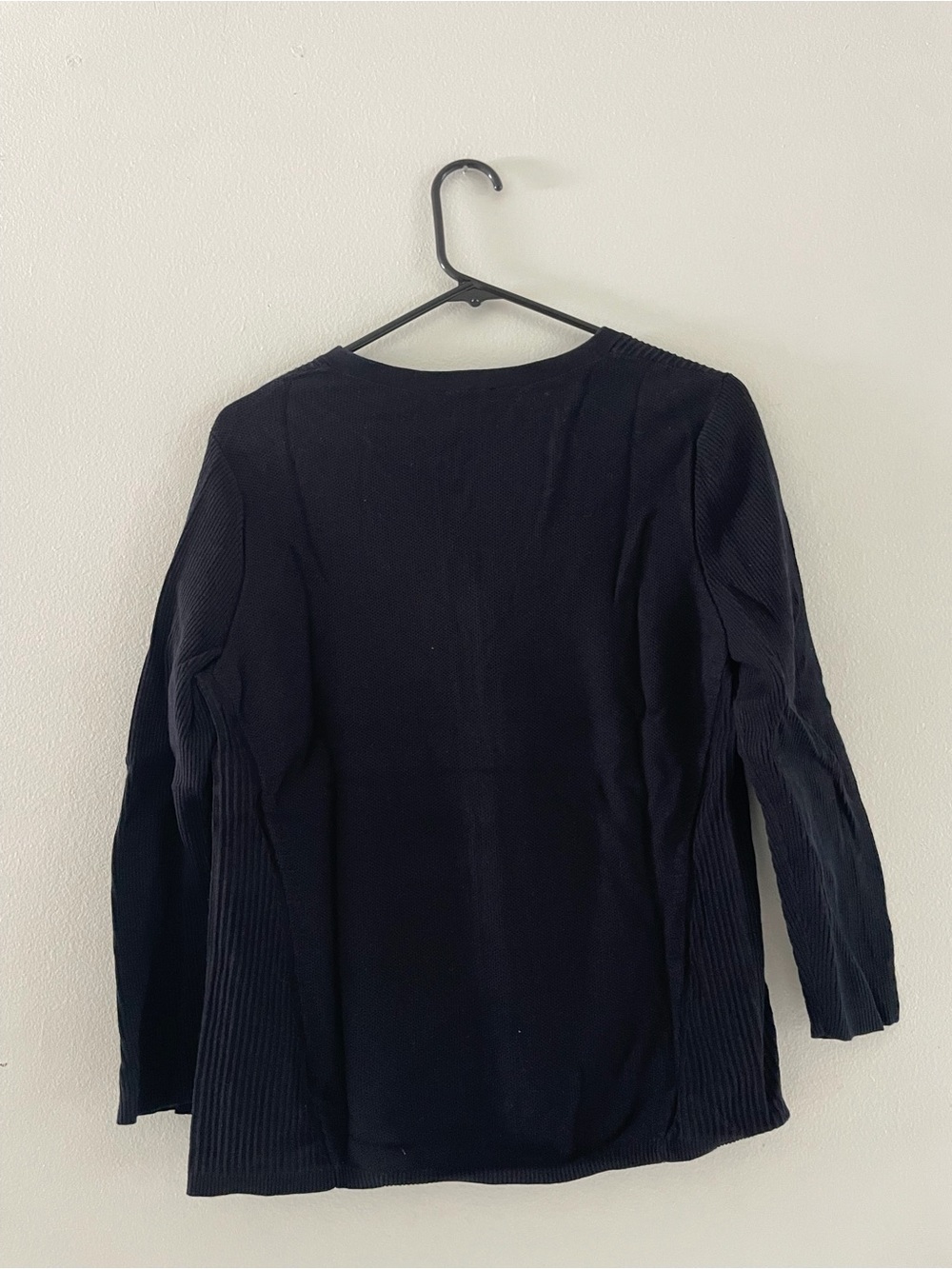 Talbots Black Button-Front Ribbed Shoulder Cardigan - Picture 2 of 5